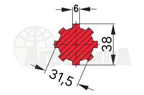 Переходник (адаптер) с 1 3/8-6 на 38x32x6-8