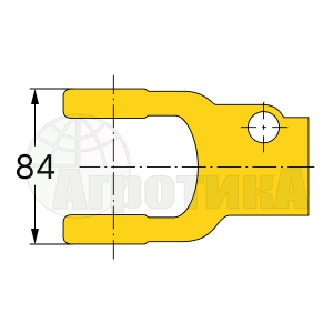 Вилка шлицевая 20 шлицев (1 3/4" (20)) под крестовину 27x75 карданного вала для сельхозтехники