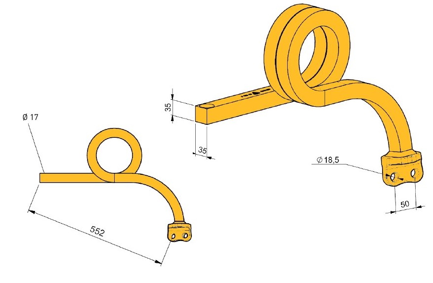 Стойка диска пружинная 3d d35 TCS-SR35-505 Агрисем (Agrisem)